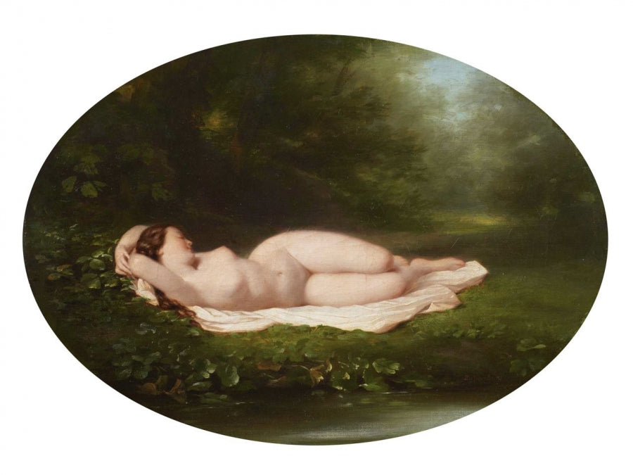 Sleeping Bather, vintage artwork by Fritz Zuber-Buhler, 12x8" (A4) Poster