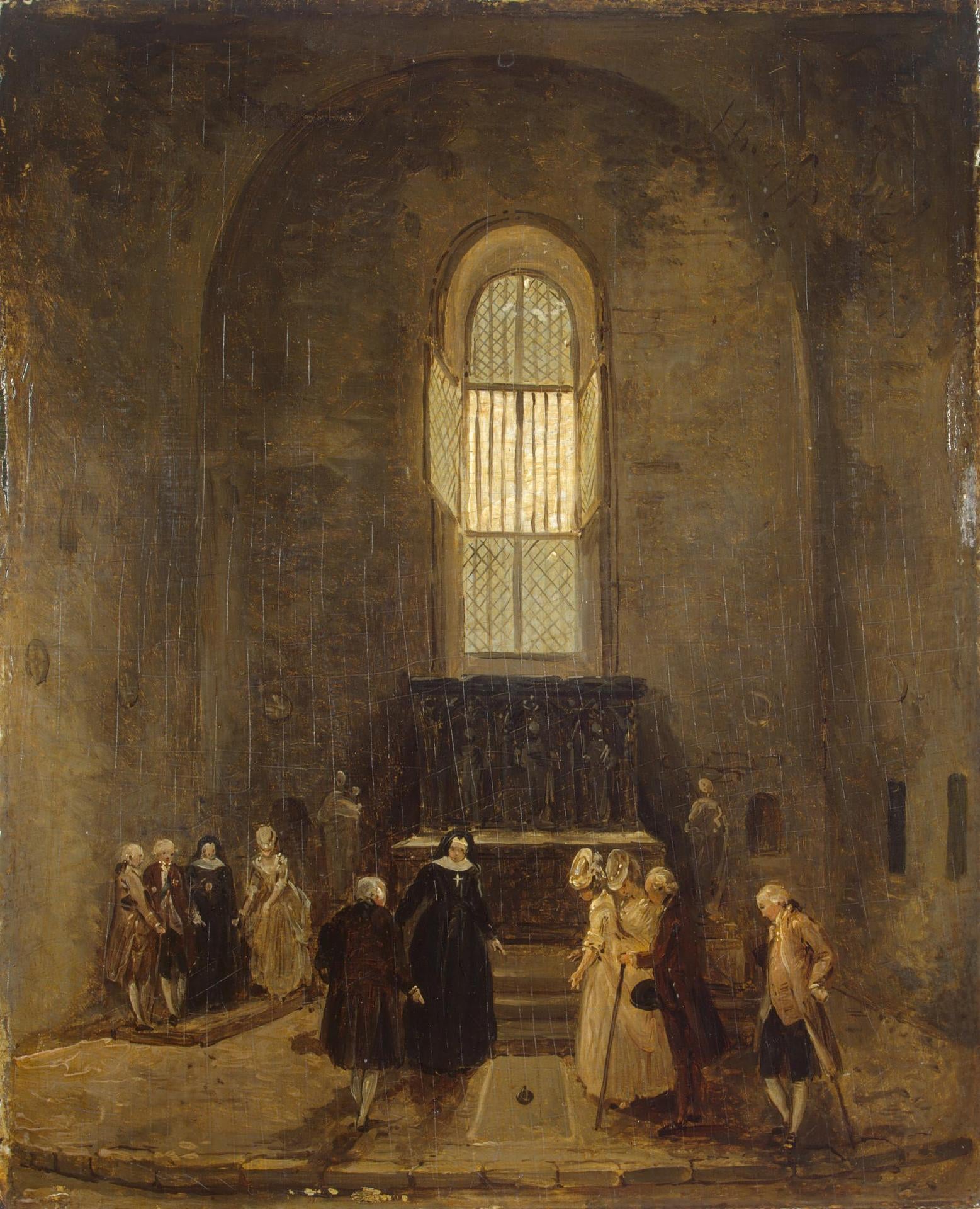 Examining an Old Church, vintage artwork by Hubert Robert, 12x8" (A4) Poster