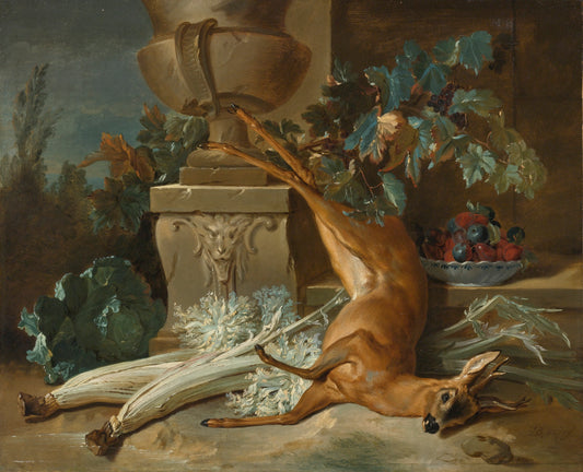 Still-life with a Roe and Cardoons, vintage artwork by Jean-Baptiste Oudry, 12x8" (A4) Poster