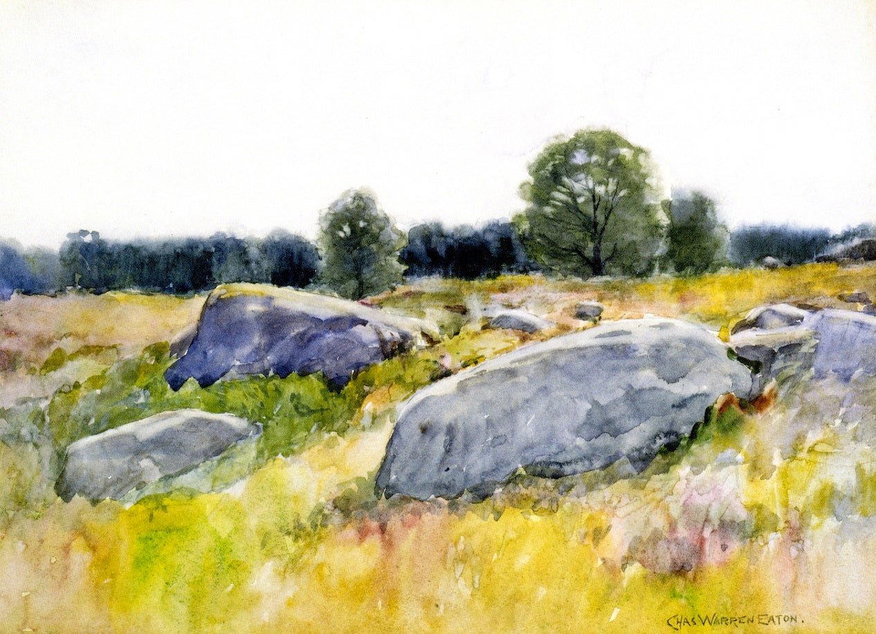 Rocks in a Field, vintage artwork by Charles Warren Eaton, 12x8" (A4) Poster