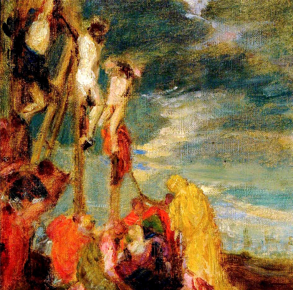 The Crucifixion (copy after Paolo Veronese), vintage artwork by Henri Fantin-Latour, 12x8" (A4) Poster
