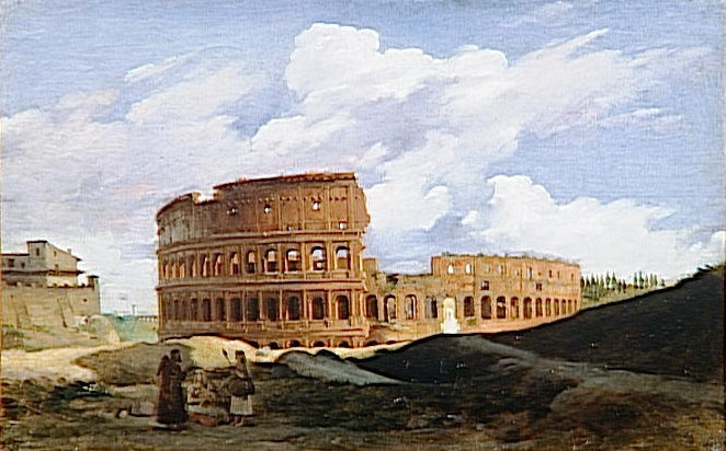 The Colosseum in Rome, vintage artwork by Achille-Etna Michallon, A3 (16x12") Poster Print