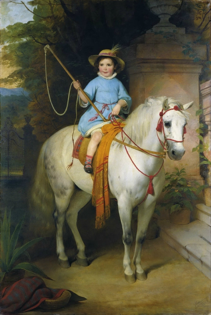 Portrait of the Future Prince Johann II von Liechtenstein on a White Pony, vintage artwork by Friedrich von Amerling, A3 (16x12") Poster Print