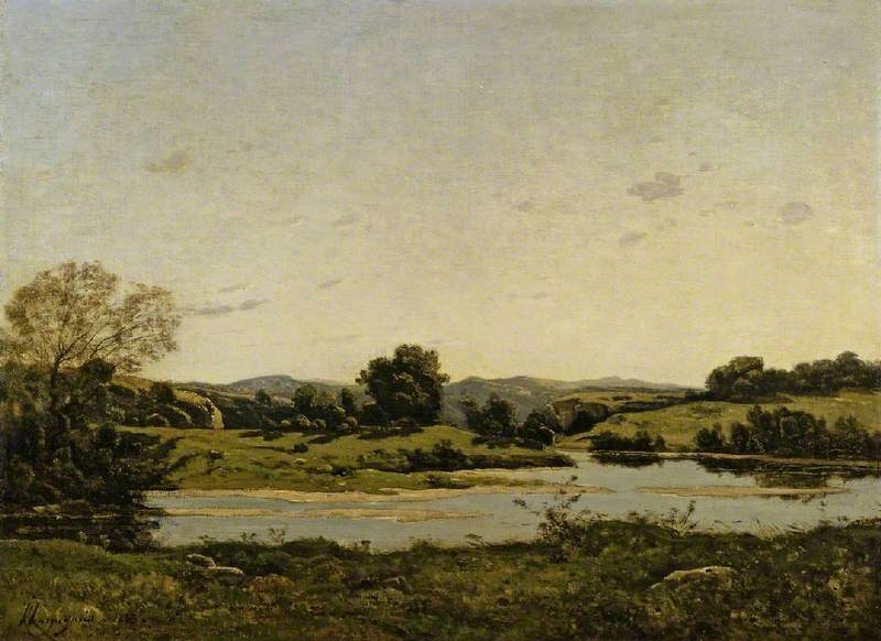 On the Banks of the Oisne, vintage artwork by Henri-Joseph Harpignies, A3 (16x12") Poster Print