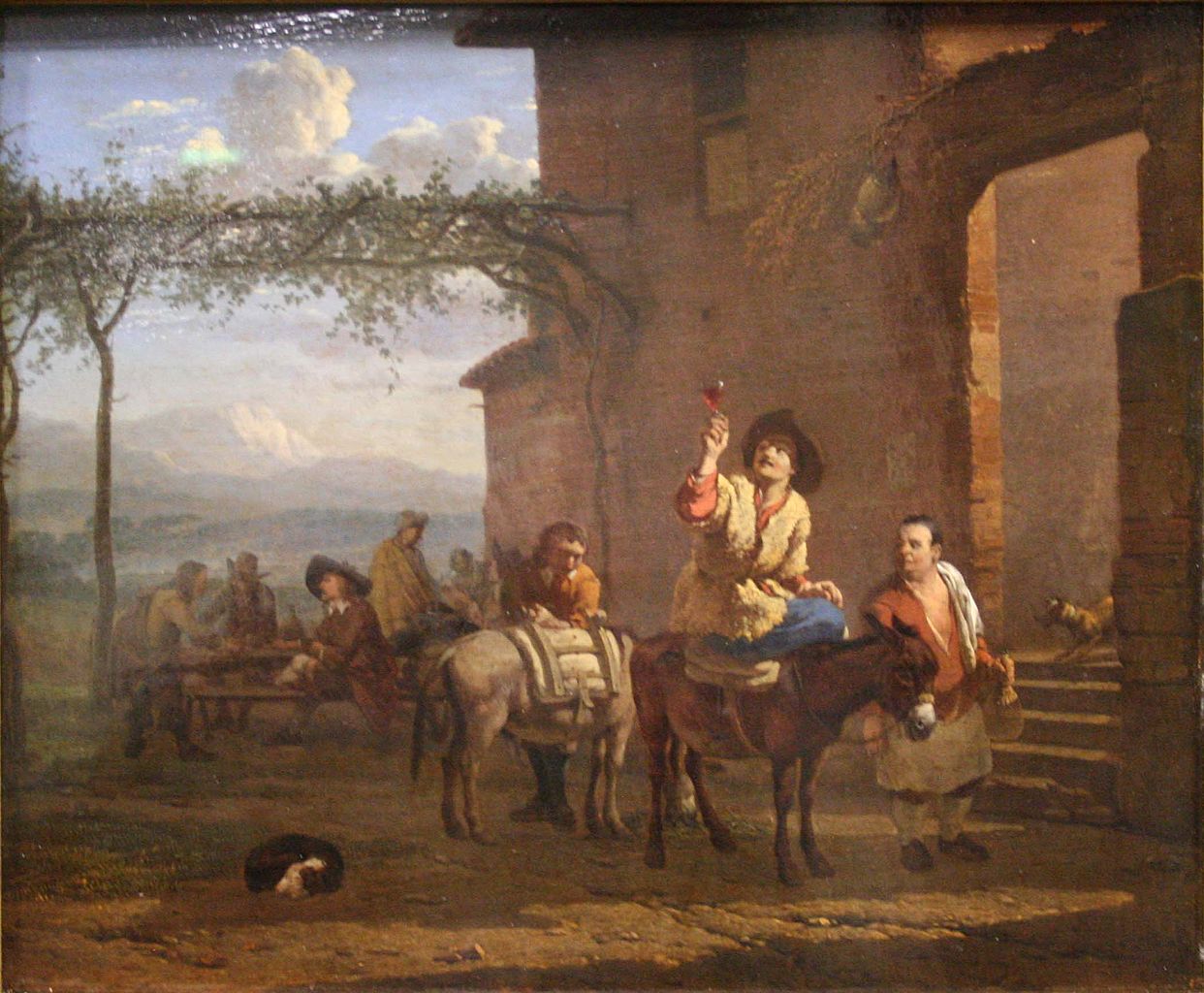 Two Mule Riders at an Inn, vintage artwork by Carel Dujardin, 12x8" (A4) Poster