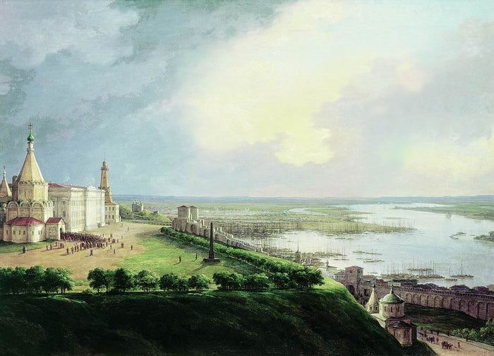 A View of Nizhny Novgorod, vintage artwork by Nikanor Chernetsov, A3 (16x12