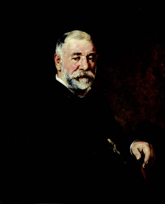 Portrait of Tenian Scylptor Lakovos Varoutis, vintage artwork by Nikiphoros Lytras, 12x8" (A4) Poster