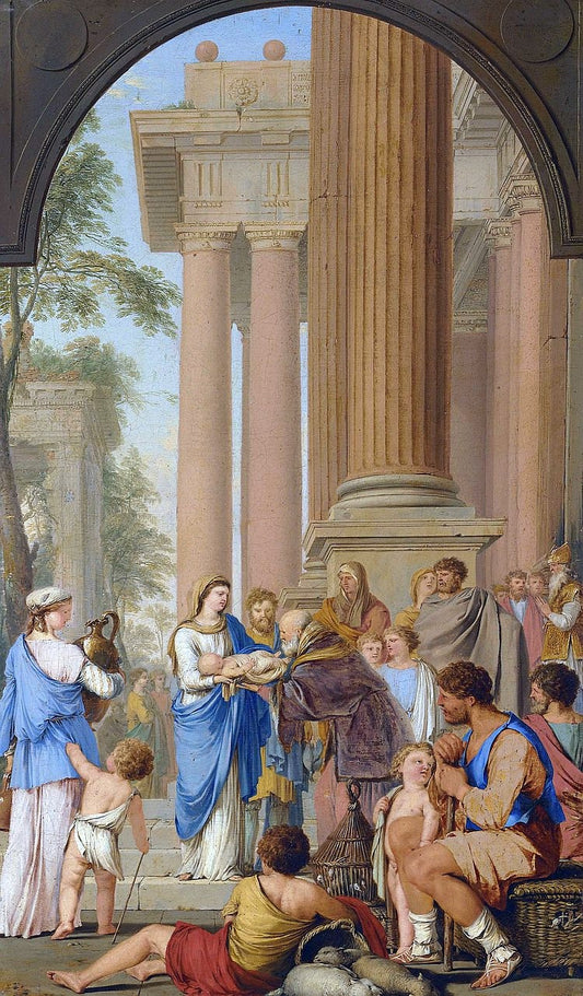 The Presentation in the Temple (study), vintage artwork by Laurent de La Hyre, 12x8" (A4) Poster