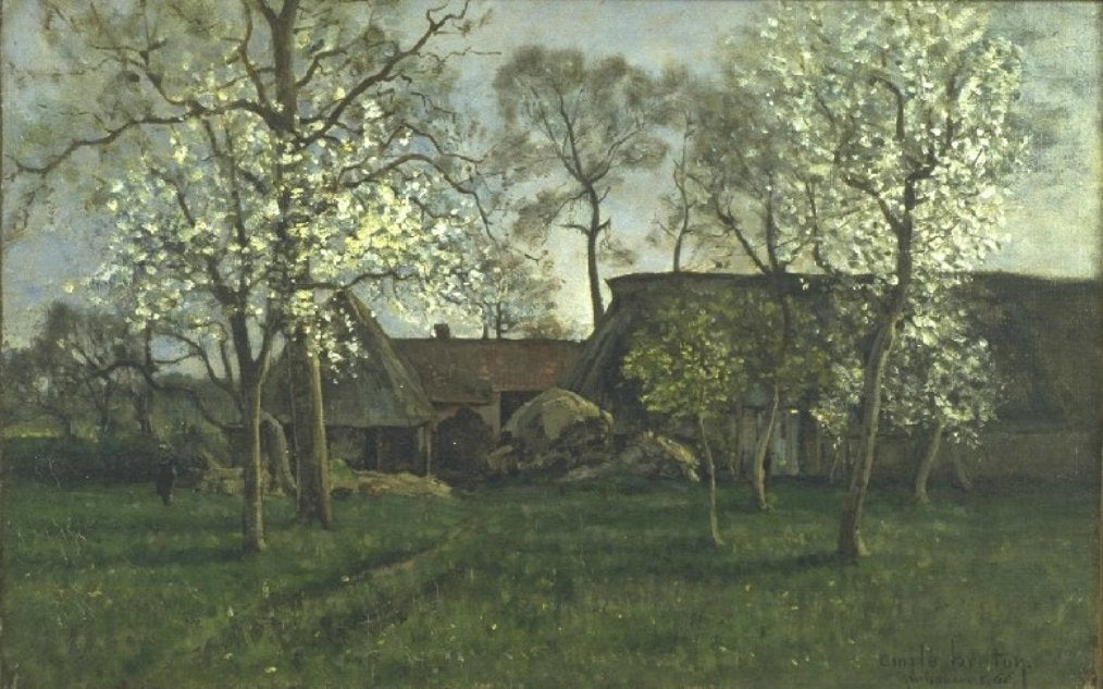 Landscape at Raimbaucourt, vintage artwork by Emile Breton, 12x8" (A4) Poster