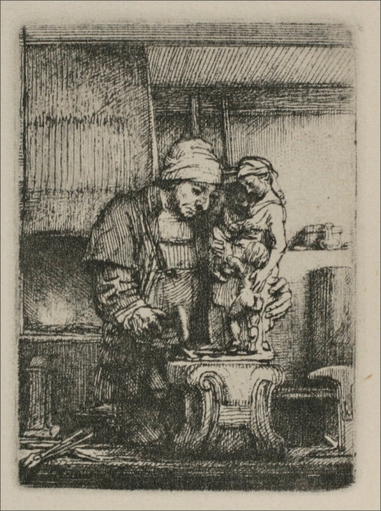 An Artist Drawing from the Model, vintage artwork by Rembrandt van Rijn, 12x8" (A4) Poster
