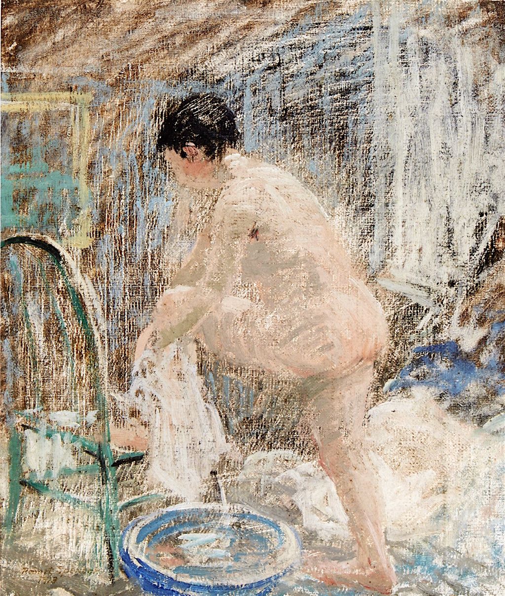 Woman at the Bath, vintage artwork by Robert Spencer, 12x8" (A4) Poster