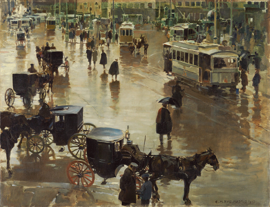 La Puerto del Sol, Madrid by Enrique Martinez Cubells,16x12(A3) Poster