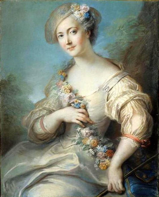 Portrait of a Woman, probably the Marquise de Bomron, vintage artwork by Charles-Antoine Coypel IV, 12x8" (A4) Poster