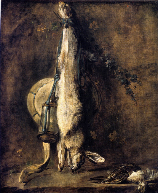 Rabbit With a Powder Flask and Game Bag, vintage artwork by Jean-Baptiste-Simeon Chardin, 12x8" (A4) Poster