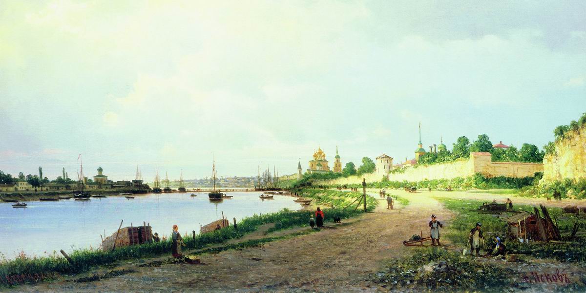 Pskov, vintage artwork by Piotr Petrovitsch Vereshchagin, 12x8" (A4) Poster