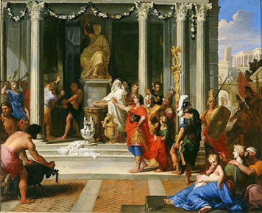 Augustus Closing the Temple of Janus, vintage artwork by Louis de Boullogne the Younger, 12x8" (A4) Poster