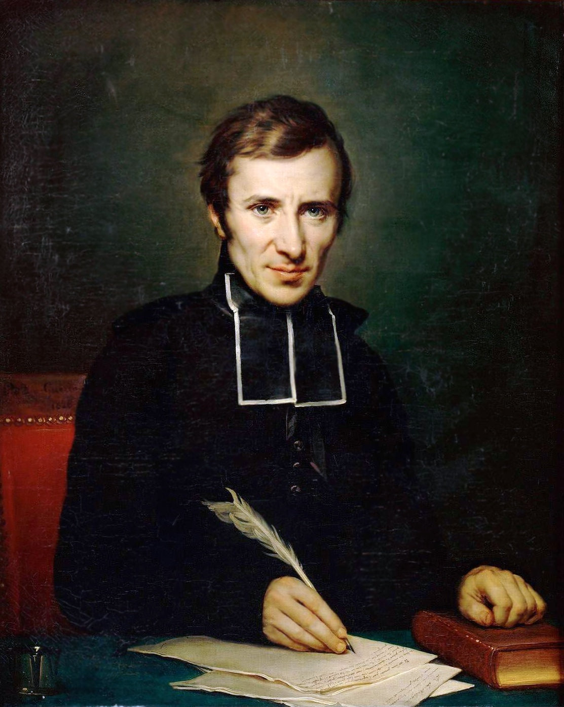 Hugues Felicite Robert de Lamennais, vintage artwork by Jean-Baptiste Paulin Guerin, 12x8" (A4) Poster
