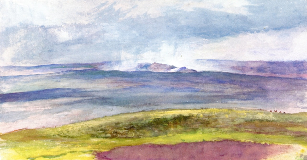 Crater of Kilauea and the Lava Bed, vintage artwork by John La Farge, 12x8" (A4) Poster
