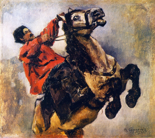 A Tartar Horseman, vintage artwork by Vasili Ivanovich Surikov, 12x8" (A4) Poster