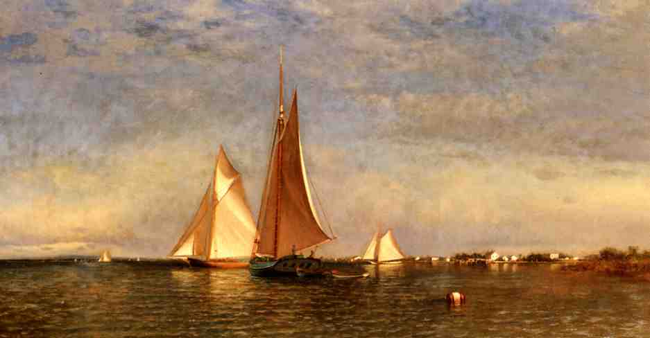 Fishing Boats on Jamaica Bay, vintage artwork by Francis A. Silva, 12x8" (A4) Poster