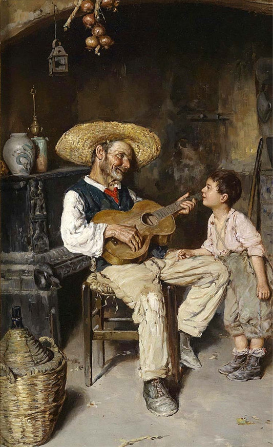 The musician, vintage artwork by Fausto Giusto, 12x8" (A4) Poster