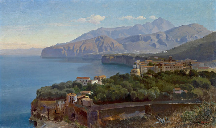 View of the Gulf of Sorrento, vintage artwork by Carl Maria Nicolaus Hummel, A3 (16x12