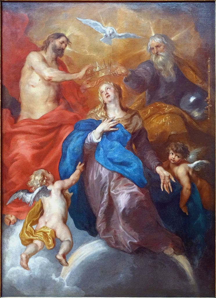 The Crowning of the Virgin, vintage artwork by Thomas Willeboirts Bosschaert, 12x8" (A4) Poster