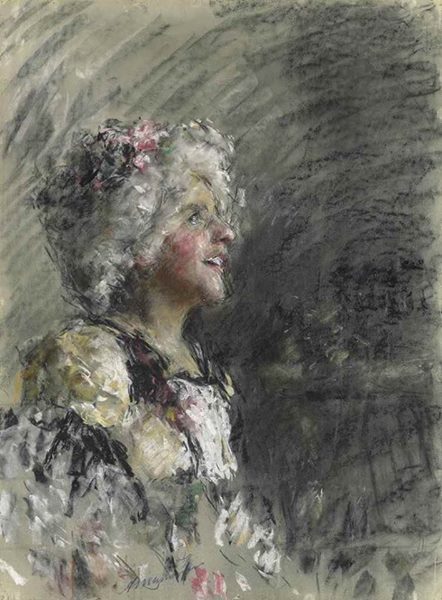 Costume Rococò, vintage artwork by Antonio Mancini, 12x8" (A4) Poster
