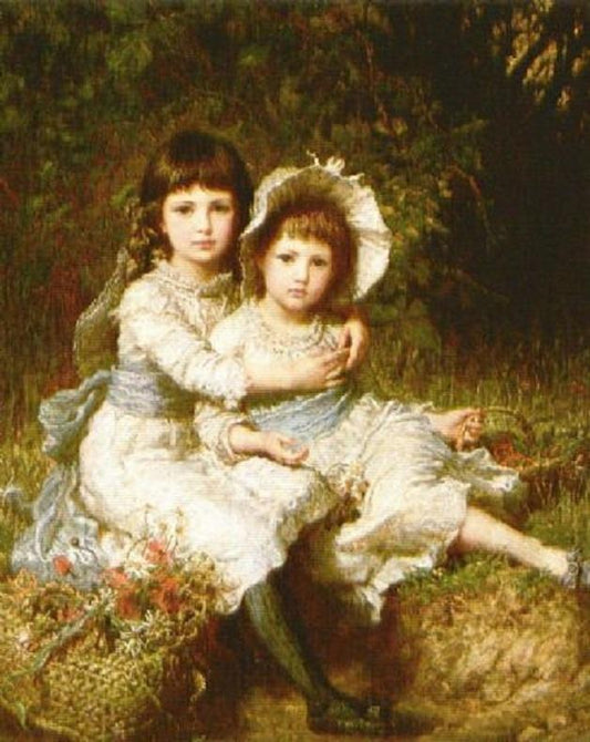 Cecile And Adela, Children Of George Drummond, vintage artwork by Karl Wilhelm Friedrich Bauerle, 12x8" (A4) Poster