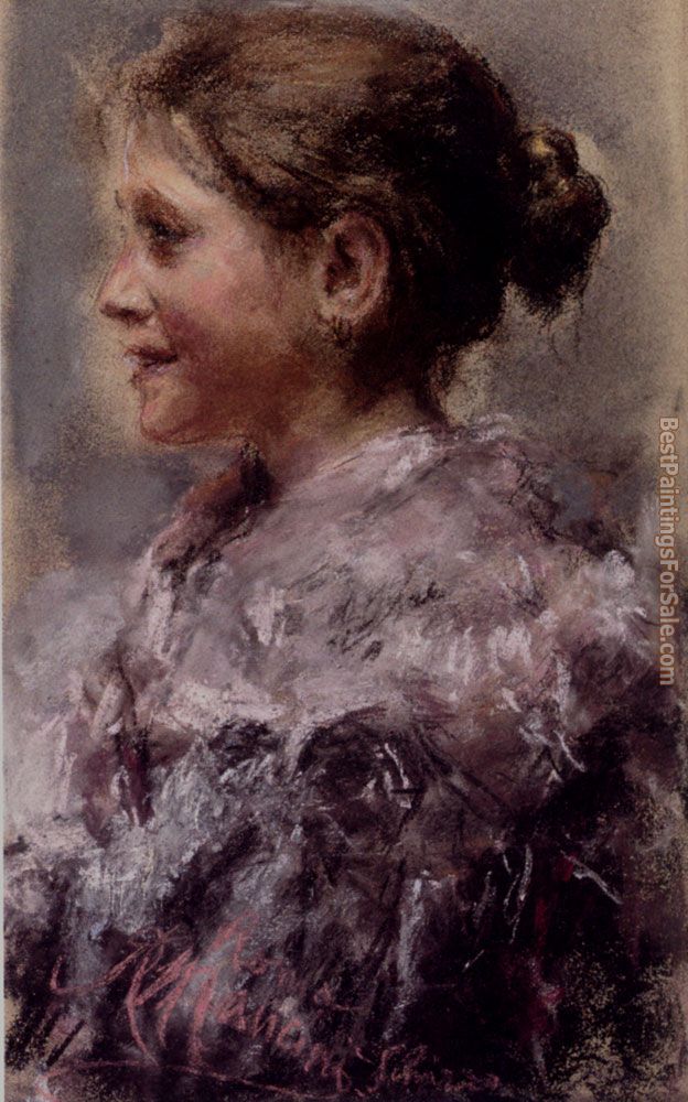 Portrait Of A Young Girl by Antonio Mancini,A3(16x12")Poster
