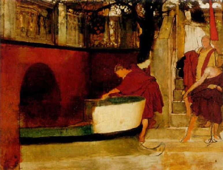 The Embarkation on the Barge, vintage artwork by Sir Lawrence Alma-Tadema, 12x8" (A4) Poster