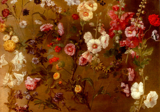 A Composition of Flower Studies, vintage artwork by Hyacinthe Rigaud, 12x8" (A4) Poster
