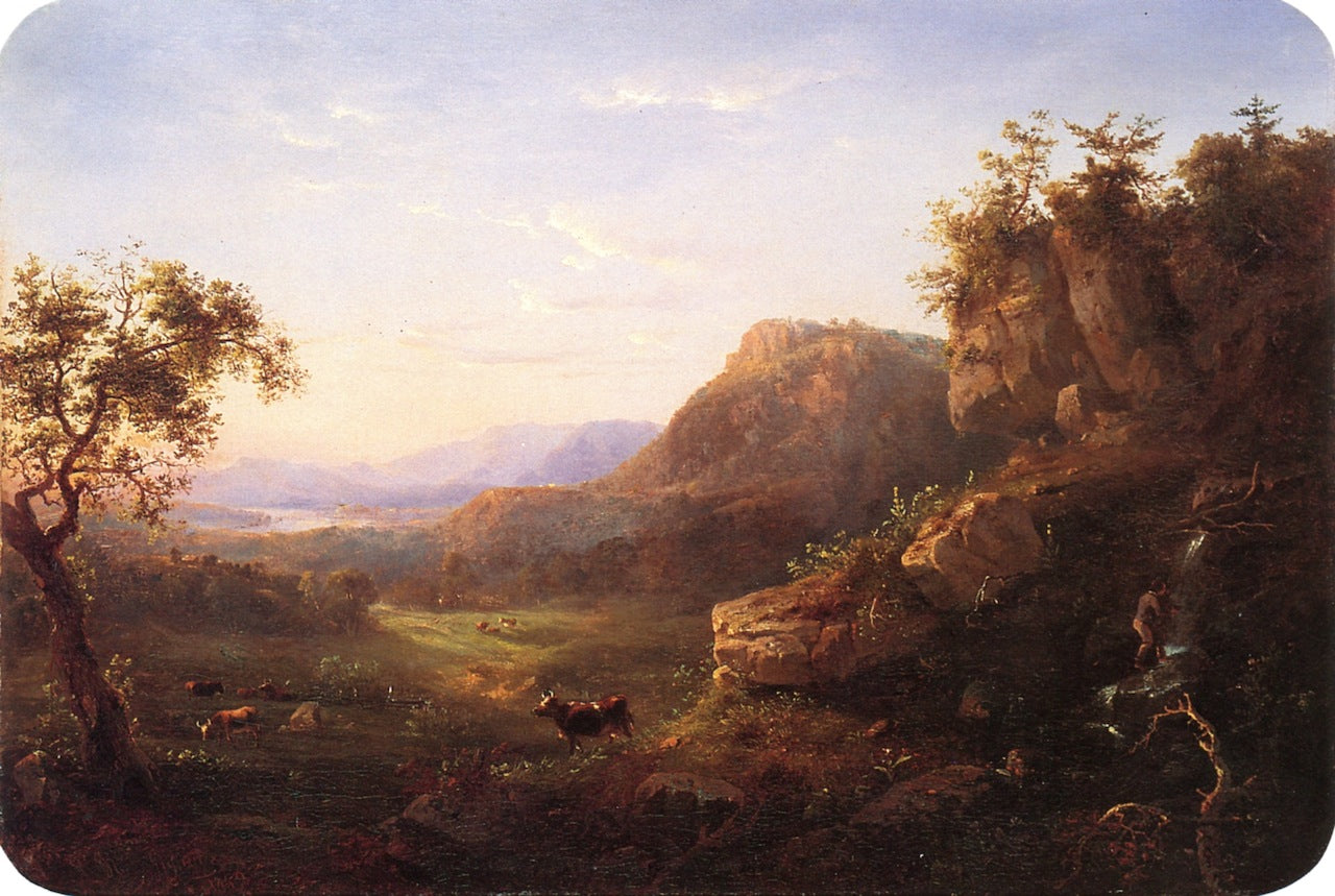 View of the Hudson River Valley, vintage artwork by Regis François Gignoux, A3 (16x12") Poster Print