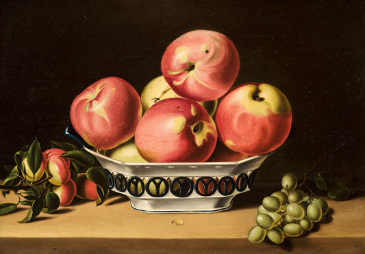 Still Life with Apples and Grapes, vintage artwork by John Archibald Woodside, Sr, 12x8" (A4) Poster