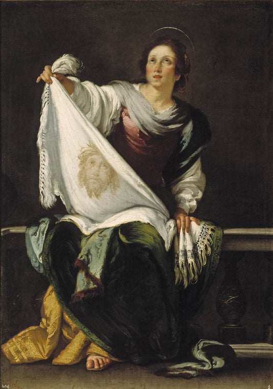 Saint Veronica, vintage artwork by Bernardo Strozzi, 12x8" (A4) Poster