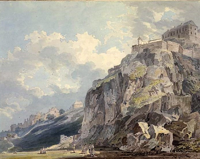 Edinburgh, the Castle rock, vintage artwork by Thomas Girtin, 12x8" (A4) Poster