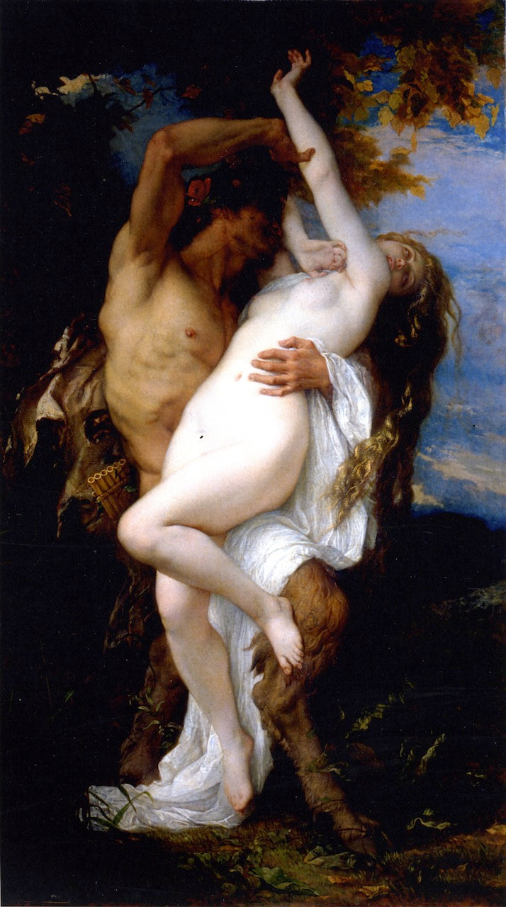 Nymph Abducted by  a Faun, vintage artwork by Alexandre Cabanel, 12x8" (A4) Poster