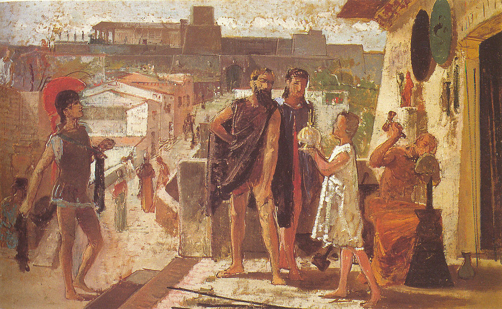 The Etruscans in Perugia, vintage artwork by Federico Faruffini, 12x8" (A4) Poster