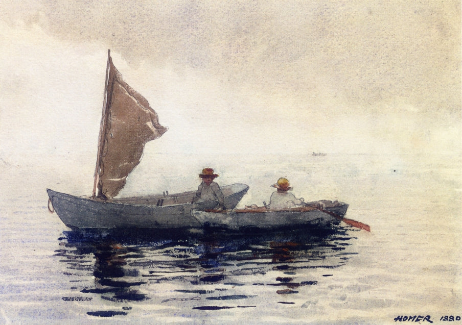 Boating Boys in Gloucester, vintage artwork by Winslow Homer, 12x8" (A4) Poster