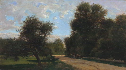 Landscape with Road, vintage artwork by Charles-Felix-Edouard Deshayes, 12x8" (A4) Poster