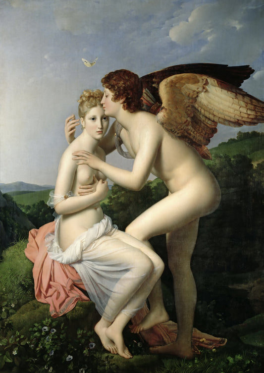 Psyche and Cupid, vintage artwork by François Gerard, 12x8" (A4) Poster