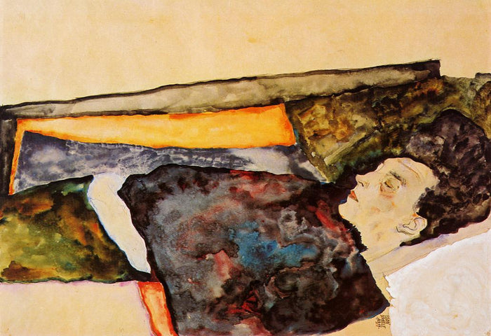 The Artist's Mother, Sleeping, vintage artwork by Egon Schiele, 12x8