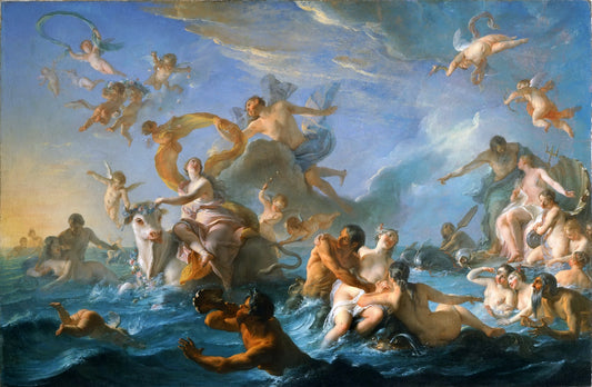 The Rape of Europa (second version), vintage artwork by Noël-Nicolas Coypel III, 12x8" (A4) Poster