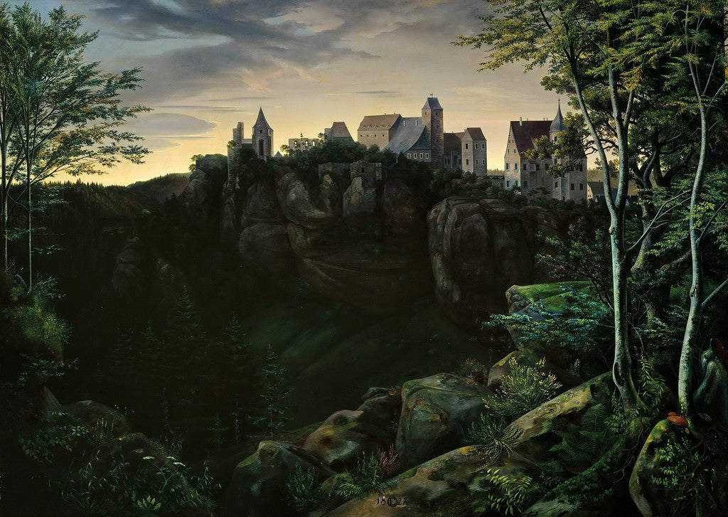 Castle Hohnstein in Saxon Switzerland, vintage artwork by Ernst Ferdinand Oehme, A3 (16x12") Poster Print