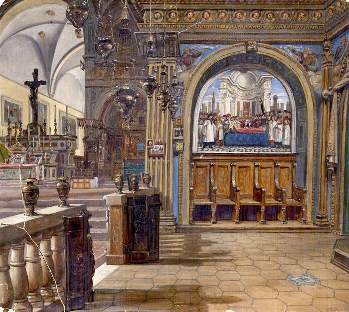 Church Interior: Florence, vintage artwork by Robert McInnes, A3 (16x12
