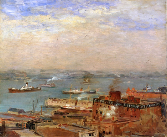 Early Morning, North River, vintage artwork by Gari Melchers, 12x8" (A4) Poster