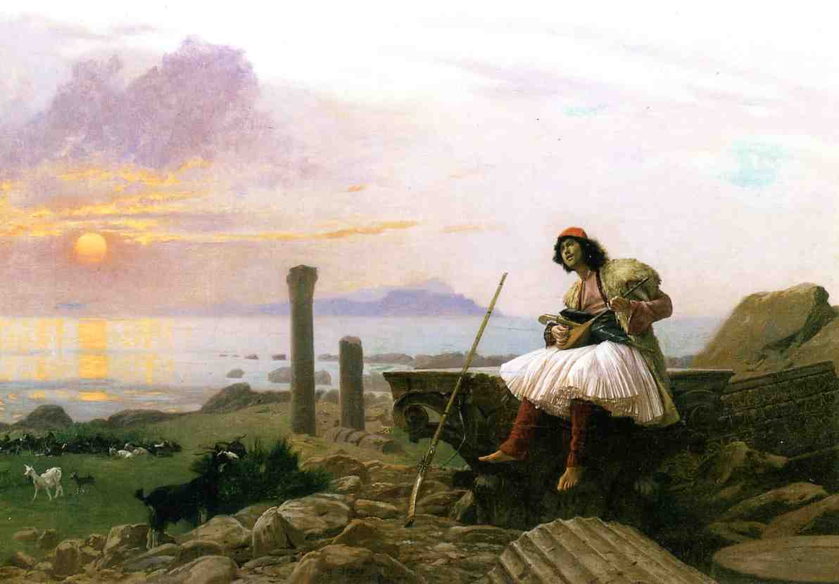 Guitar Player, vintage artwork by Jean-Leon Gerôme, 12x8" (A4) Poster