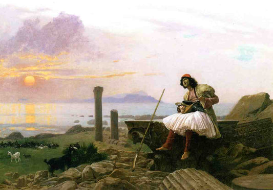 Guitar Player, vintage artwork by Jean-Leon Gerôme, 12x8" (A4) Poster