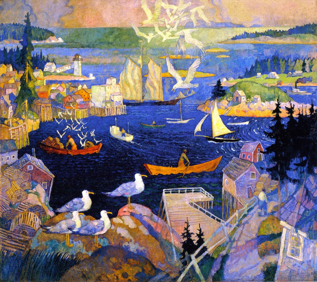 The Harbor at Herring Cut, vintage artwork by Newell Convers (N.C.) Wyeth, 12x8" (A4) Poster