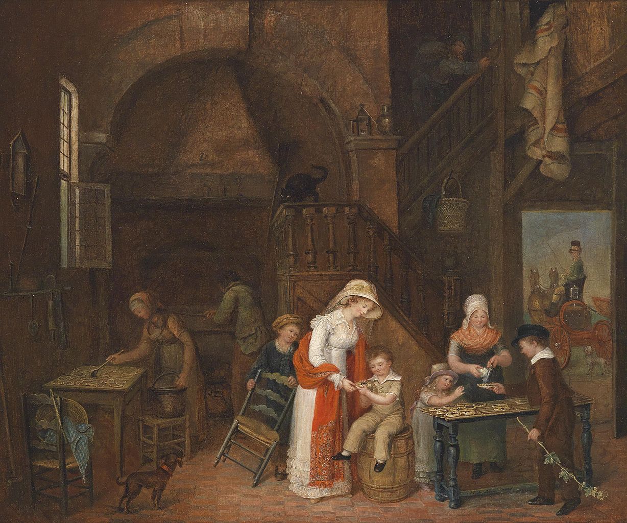 Visit to the Bakery, vintage artwork by Elisabeth Marie Latour, 12x8" (A4) Poster